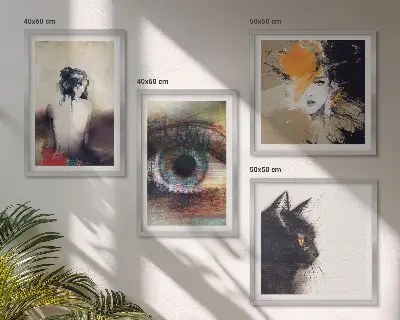 Wall art set portrait of a woman featuring eye and emotion colors