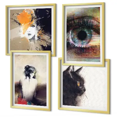 Wall art set portrait of a woman featuring eye and emotion colors