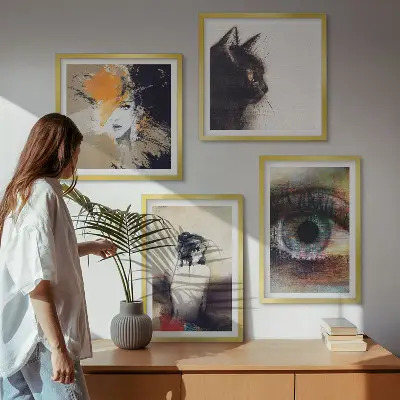 Wall art set portrait of a woman featuring eye and emotion colors