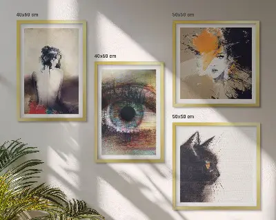 Wall art set portrait of a woman featuring eye and emotion colors