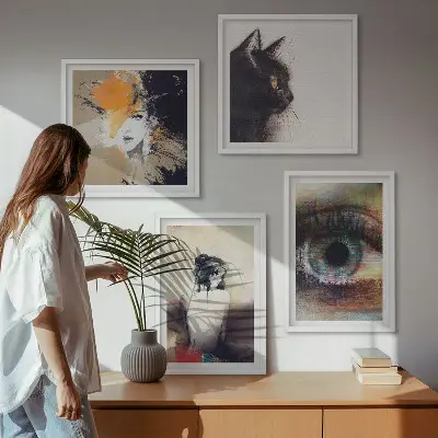 Wall art set portrait of a woman featuring eye and emotion colors