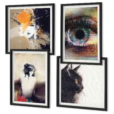 Wall art set portrait of a woman featuring eye and emotion colors