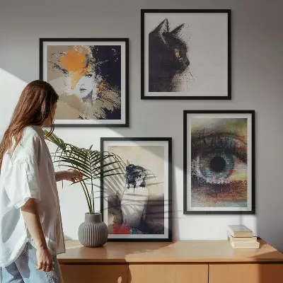 Wall art set portrait of a woman featuring eye and emotion colors