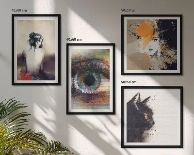 Wall art set portrait of a woman featuring eye and emotion colors