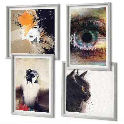 Wall art set Portrait of a woman, eye, colors, emotions