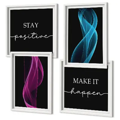 Wall art set featuring neon wavy lines on a sleek background