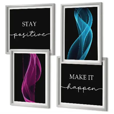 Wall art set featuring neon wavy lines on a sleek background