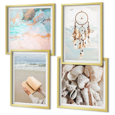 Multi-piece wall decor set Sea shells boho book