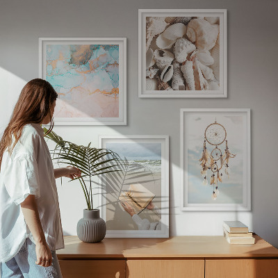Multi-piece wall decor set Sea shells boho book
