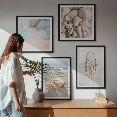 Multi-piece wall decor set boho sea shell design