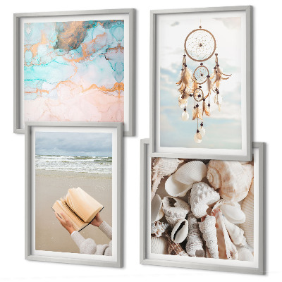 Multi-piece wall decor set Sea shells boho book