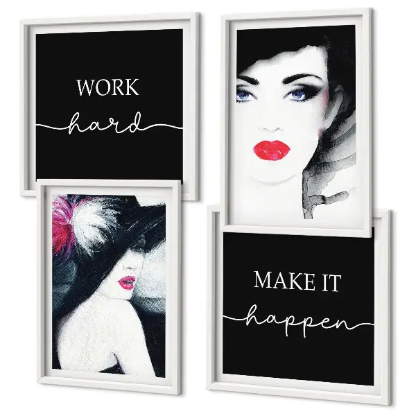 Wall art set Portraits of women with lips