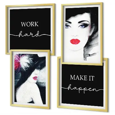Wall art set Portraits of women with lips