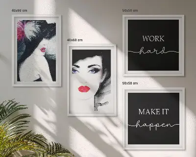 Wall art set Portraits of women with lips