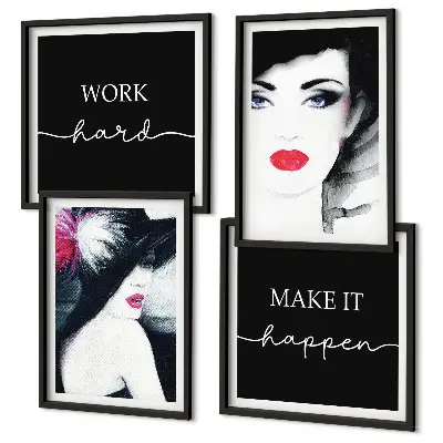 Women's Portrait Wall Art Set featured with lips design