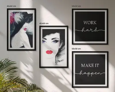 Women's Portrait Wall Art Set featured with lips design