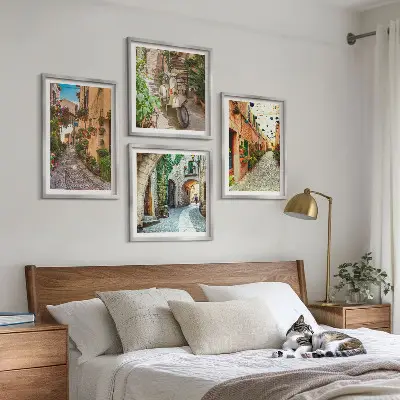 Set of 4 wall art pieces Charming Italian streets and flowers