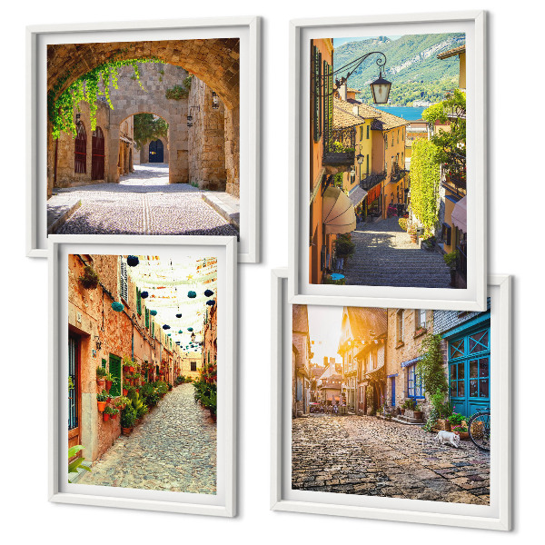 Wall art set Charming streets with stones