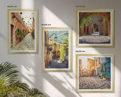 Wall art set charming cobbled streets