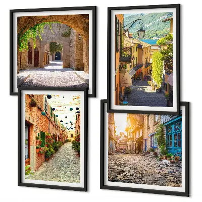 Wall art set charming cobbled streets
