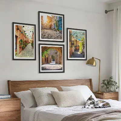 Wall art set charming cobbled streets