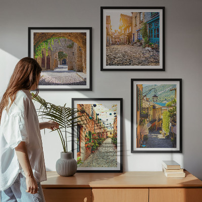 Wall art set Charming streets with stones