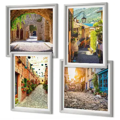 Wall art set charming cobbled streets