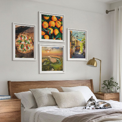 Set of 4 wall art pieces Italian rivers hills street