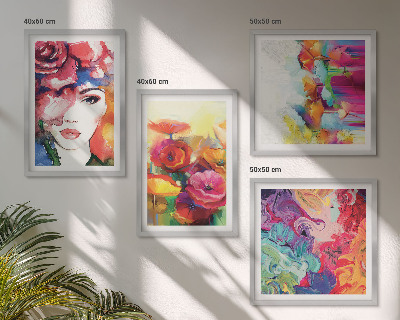 Wall art set Flowers intense colors portrait