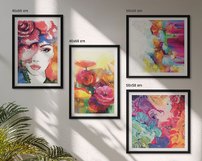 Wall art set Flowers intense colors portrait