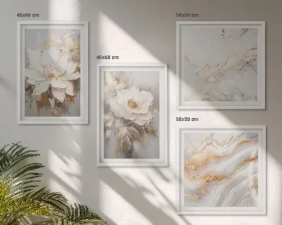Abstract marble flower wall art set of 4 pieces