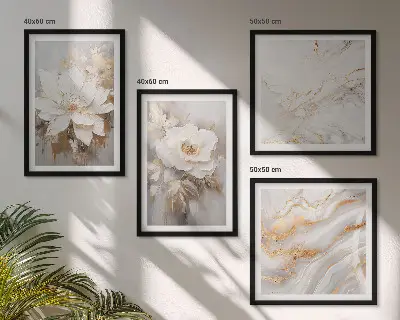 Abstract marble flower wall art set of 4 pieces