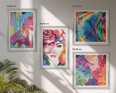 Colorful abstract portrait wall art set 