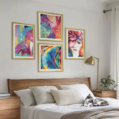 Colorful abstract portrait wall art set 