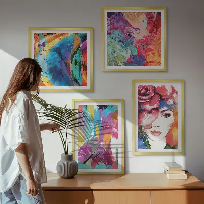 Colorful abstract portrait wall art set 