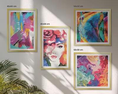 Colorful abstract portrait wall art set 