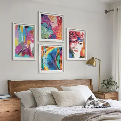 Colorful abstract portrait wall art set 
