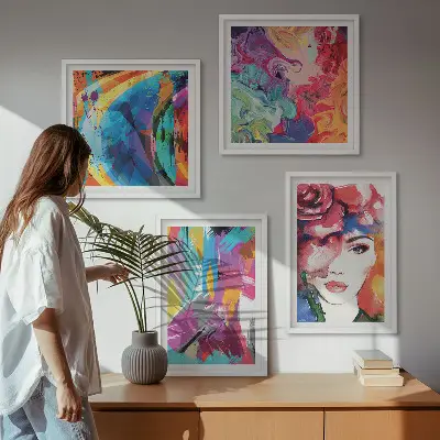 Colorful abstract portrait wall art set 