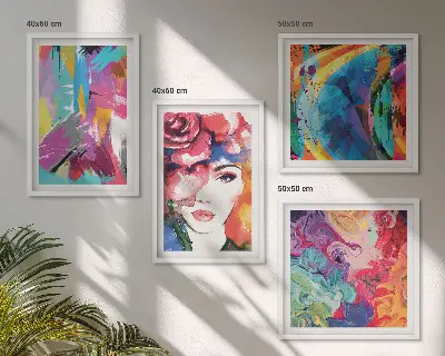 Colorful abstract portrait wall art set 
