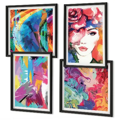 Wall art set Colorful abstract portrait