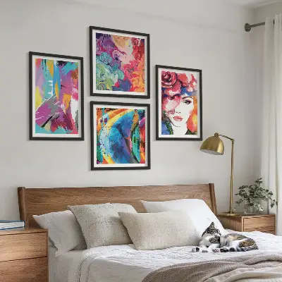 Colorful abstract portrait wall art set 