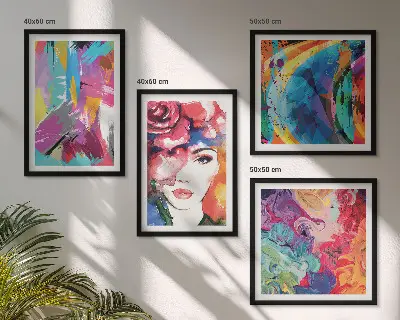 Colorful abstract portrait wall art set 