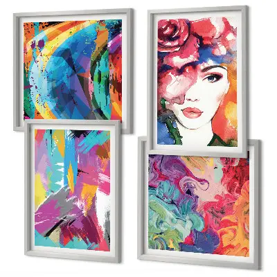 Wall art set Colorful abstract portrait