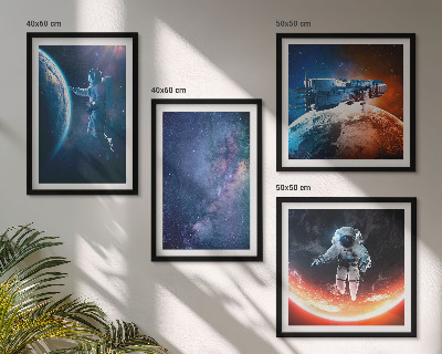 Set of 4 wall art pieces Space astronauts stars