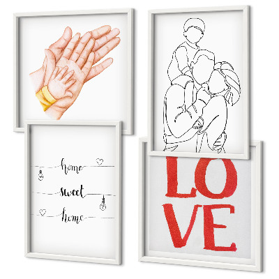Multi-piece wall decor set Family illustrations house signs