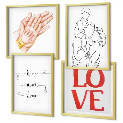 Multi-piece wall decor set family illustration house signs