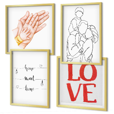 Multi-piece wall decor set Family illustrations house signs