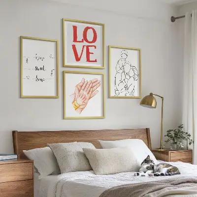 Multi-piece wall decor set family illustration house signs
