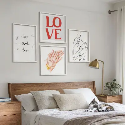 Multi-piece wall decor set family illustration house signs
