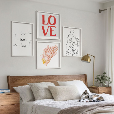 Multi-piece wall decor set Family illustrations house signs